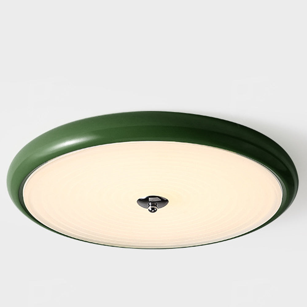 French Cream Ceiling Light - Disc-shaped Fixture for Bedroom