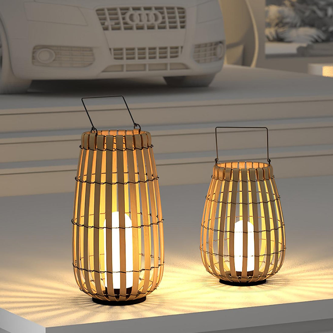 Tropic Braid Outdoor Lamp - Faux-Rattan Metal Waterproof
