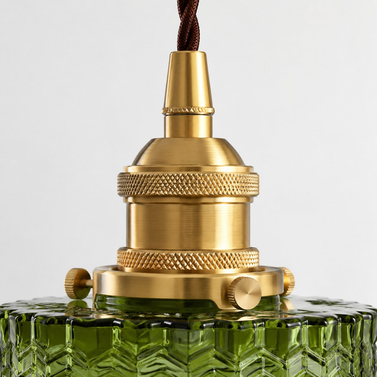 Chevron Green Glass Plug-In Swag Pendant