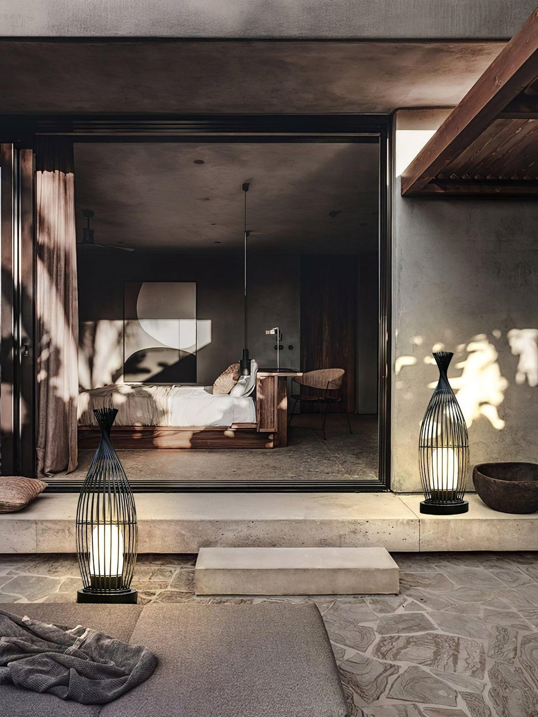 Modern Lantern Light - Spherical Striped Ambience Lamp for Outdoor