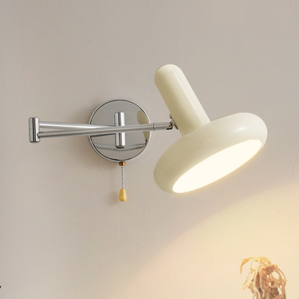 Swing Arm Wall Lamp - Retro White Adjustable Reading Light
