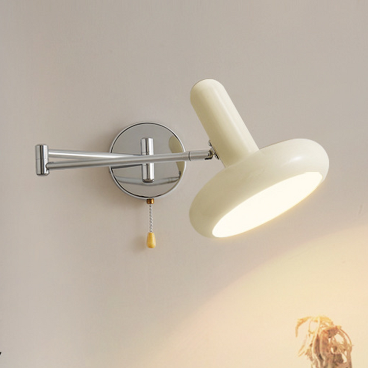 Swing Arm Wall Lamp - Retro White Adjustable Reading Light