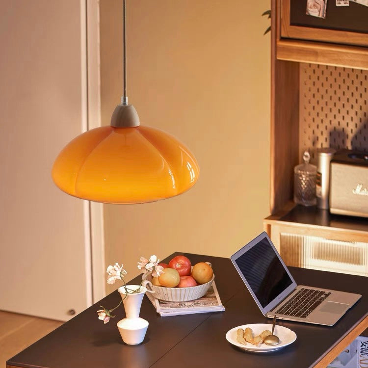 Retro Glass Pendant Light - Pumpkin Shape Lamp for Kitchen
