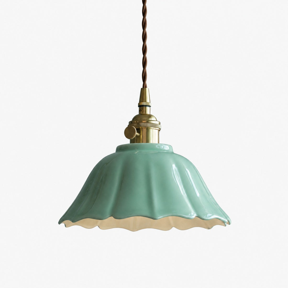 Vintage Celadon Ceramic Lotus Pendant Light