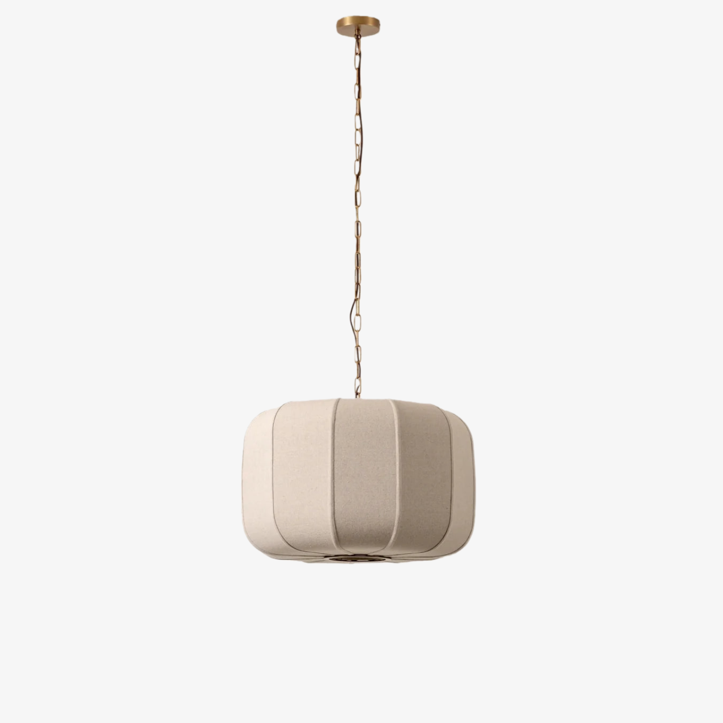 Loomis Tall Pendant – Textured Linen Shade Aged Brass Pendant for Dining Room and Kitchen