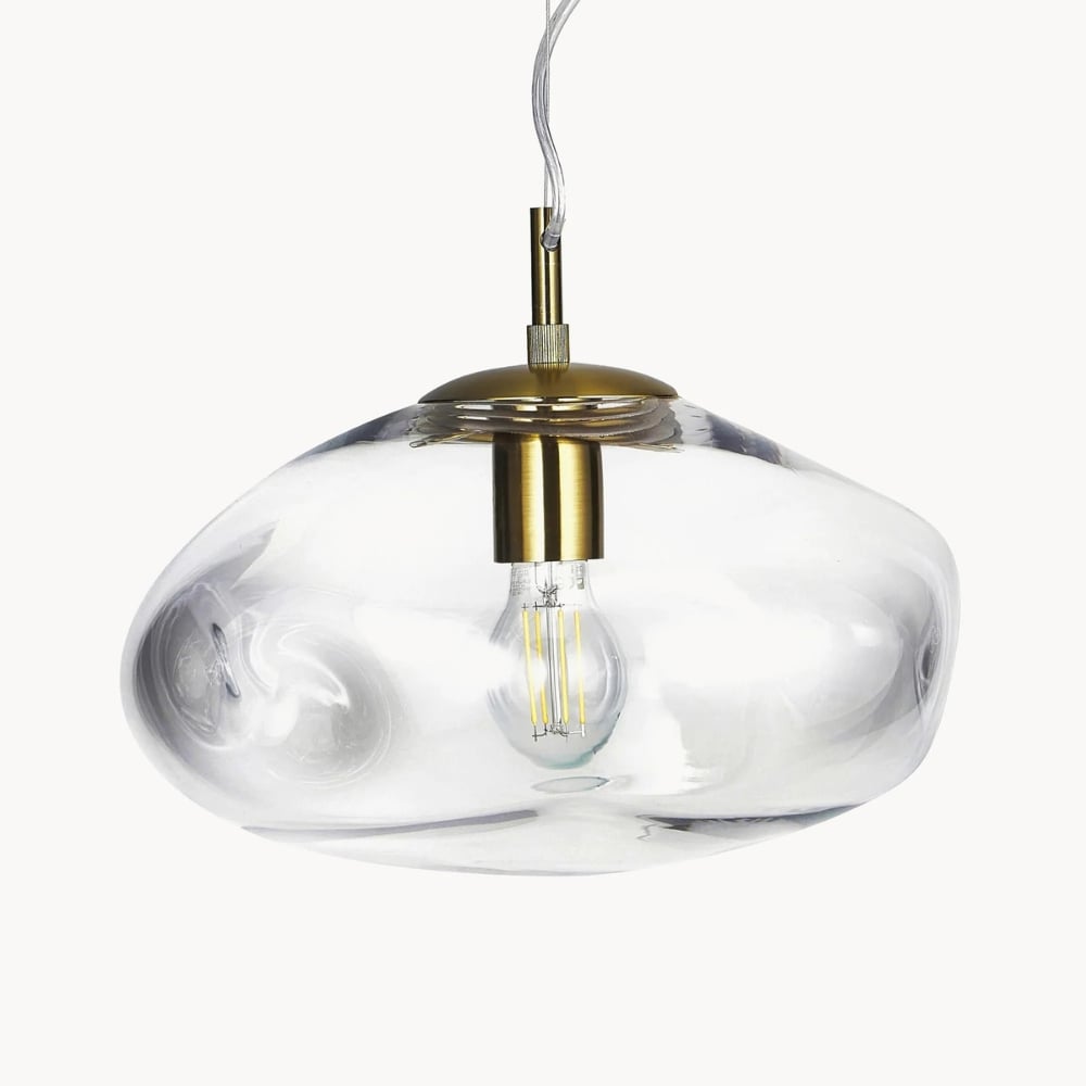 Glissora Soft Curved Glass Pendant Light - Hanging Pendant Glass and Metal for Dining and Kitchen Island