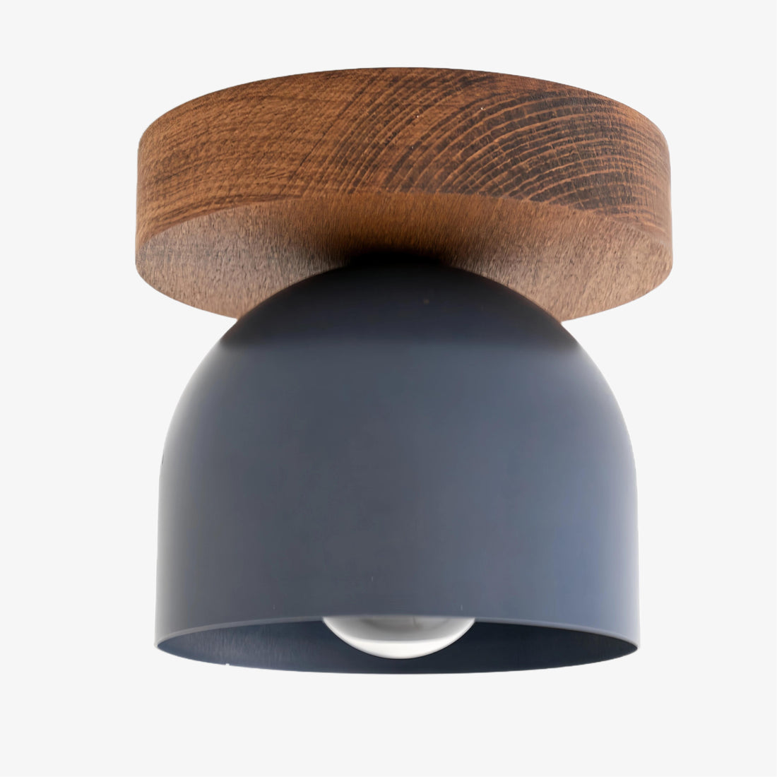 Metio Dome Moderne rustikale Deckenleuchte – Holz- und Metallfusion