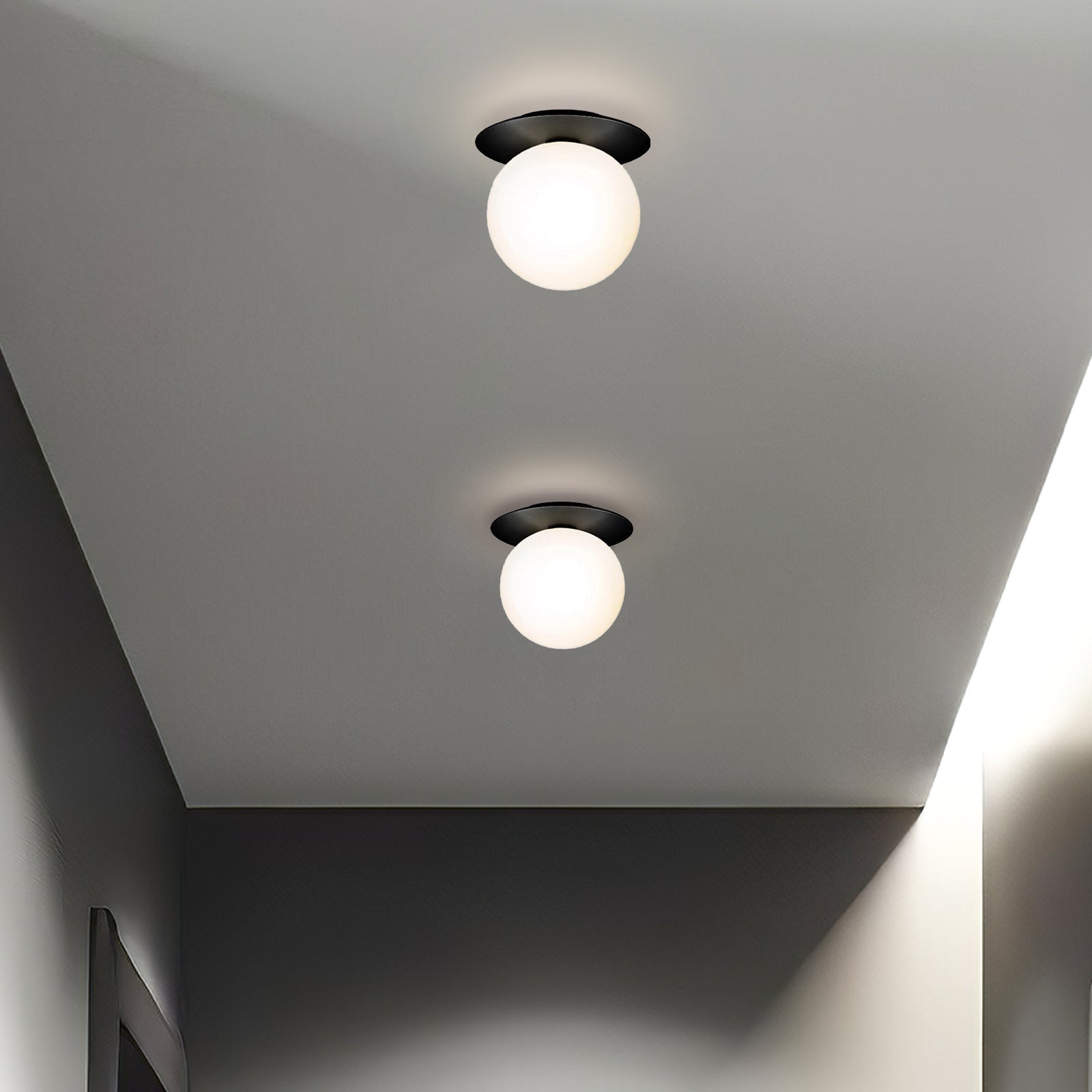 Glass Orb Ceiling Light - Modern Metal Ball Ceiling Lamp for Hallway