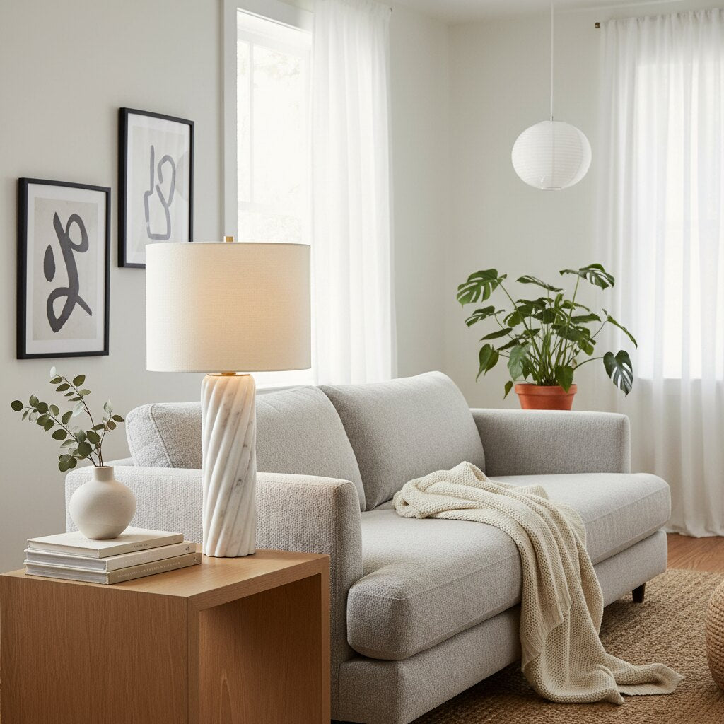 Albi Sculpture Marble Table Lamp – Minimalist metal design suitable for bedroom or living room