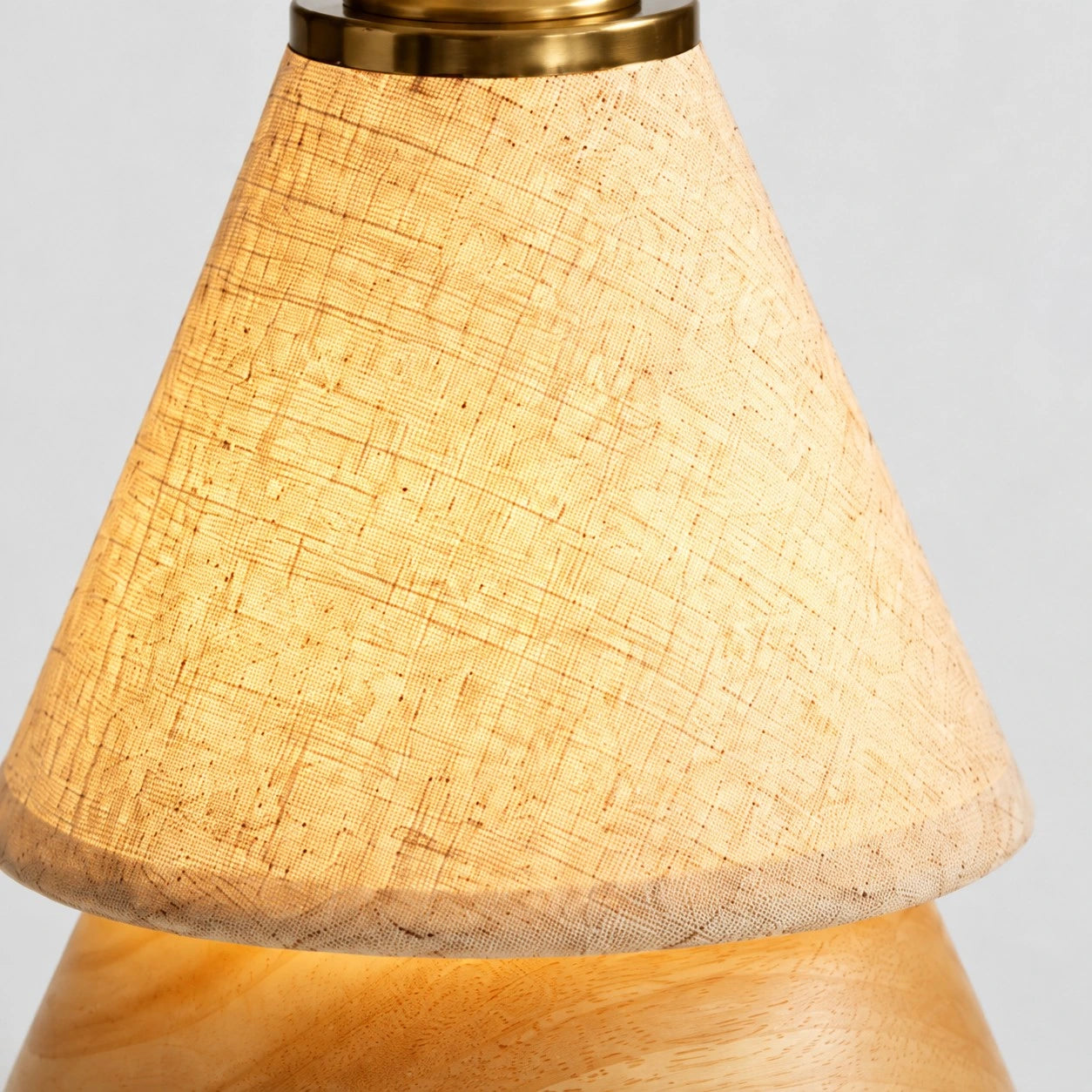 Close view of the woven fabric lampshade