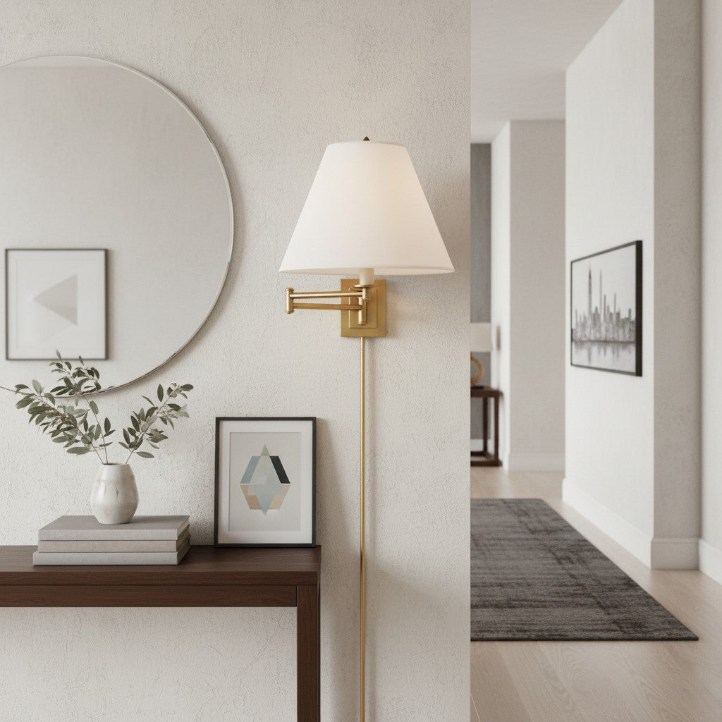 Arcuma Rotating Arm Wall Lamp – Retro Metal and Fabric for Bedrooms and Reading Corners