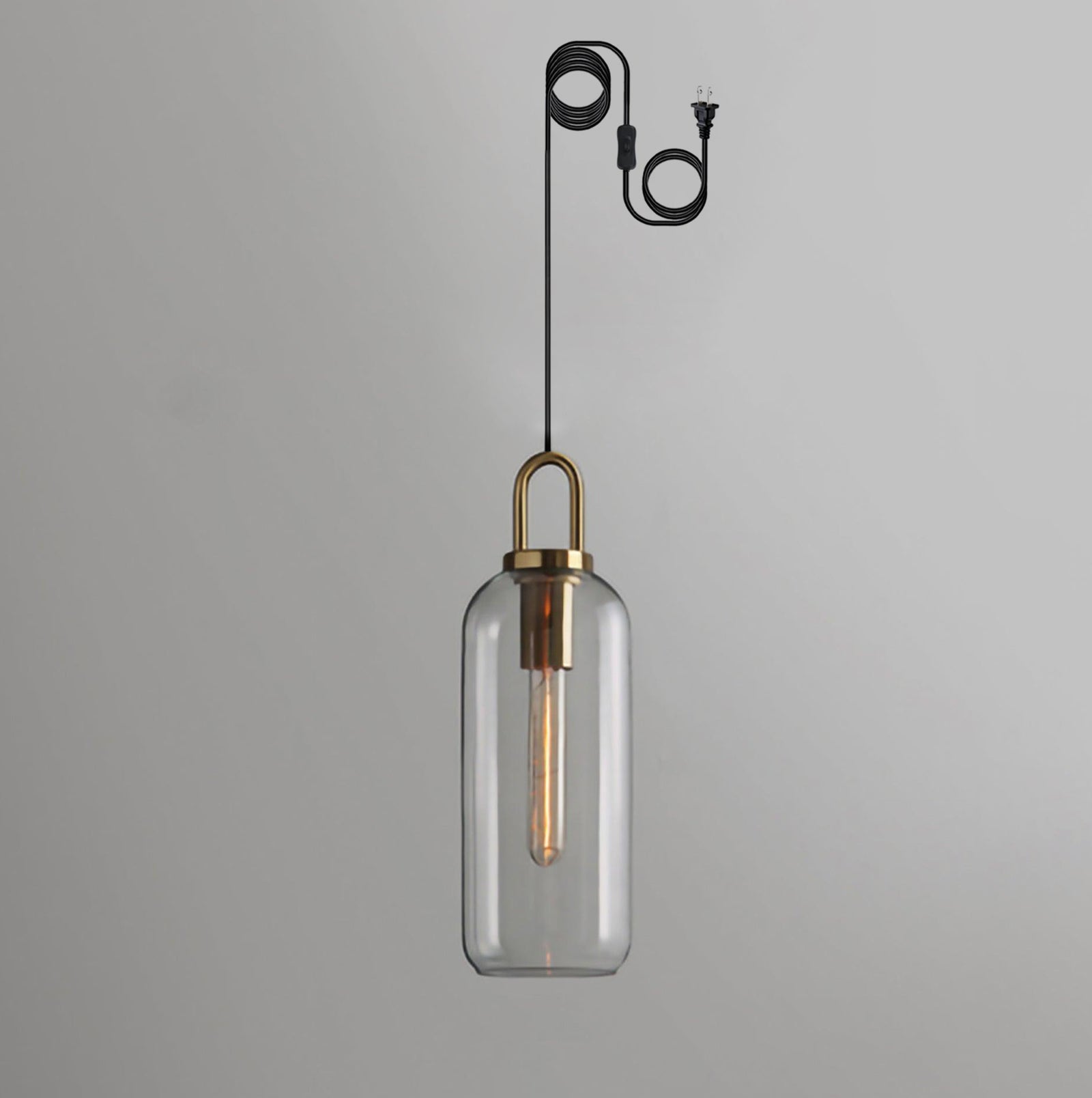 Kupferbeschichtete Glas-Plug-in-Hängeleuchte mit Kabel