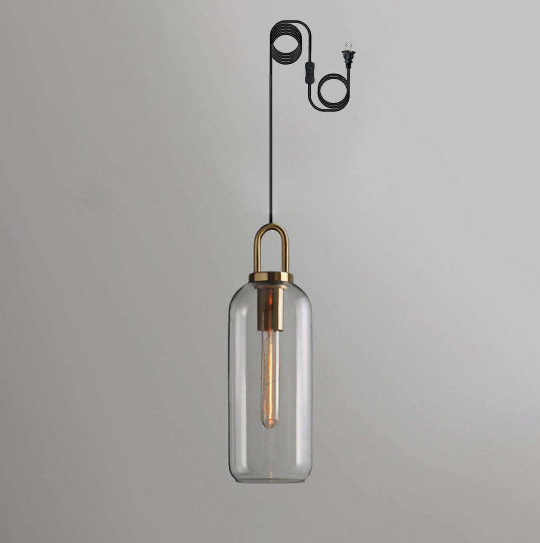 Kupferbeschichtete Glas-Plug-in-Hängeleuchte mit Kabel