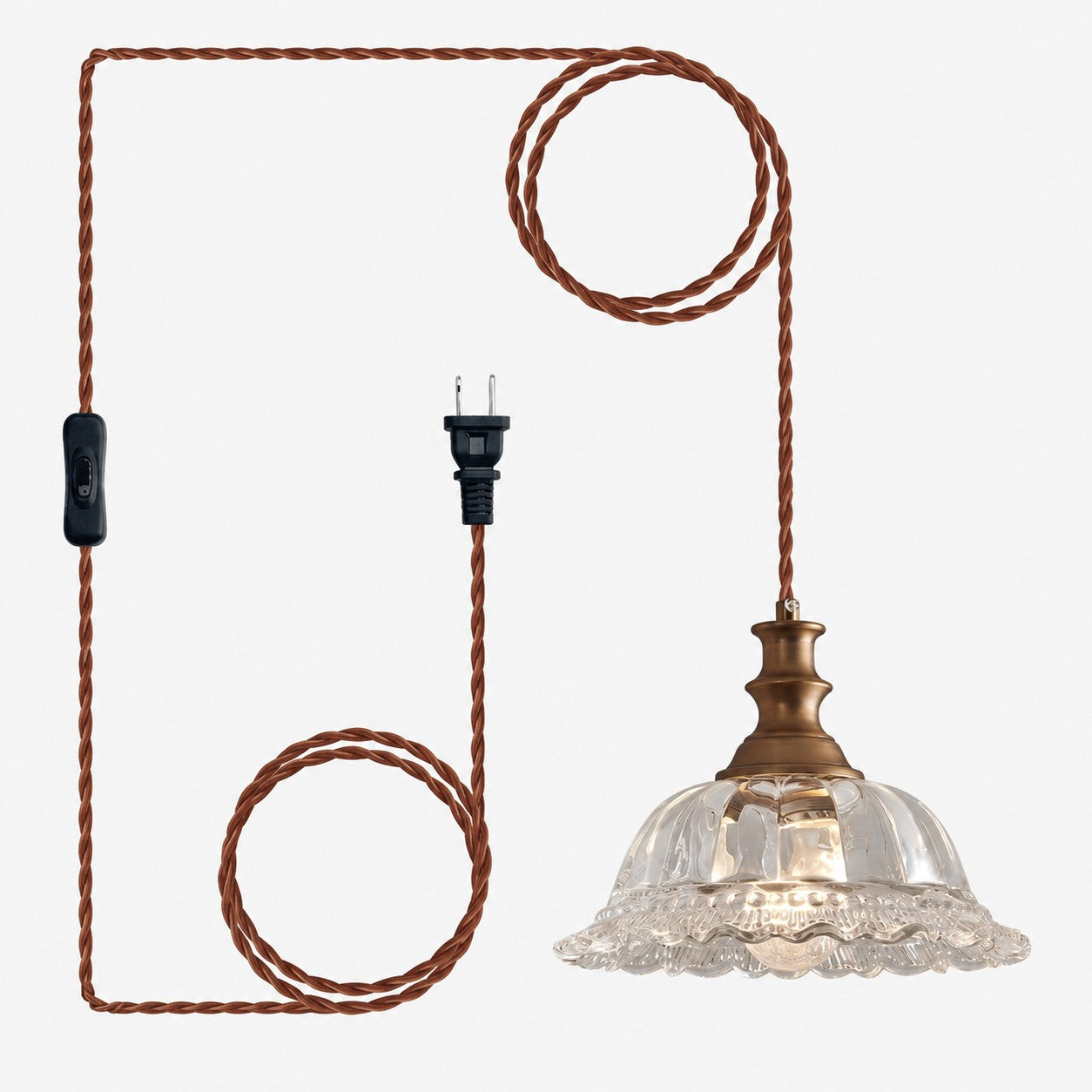Vintage Fluted Glass Pendant Light for Kitchen & Dining