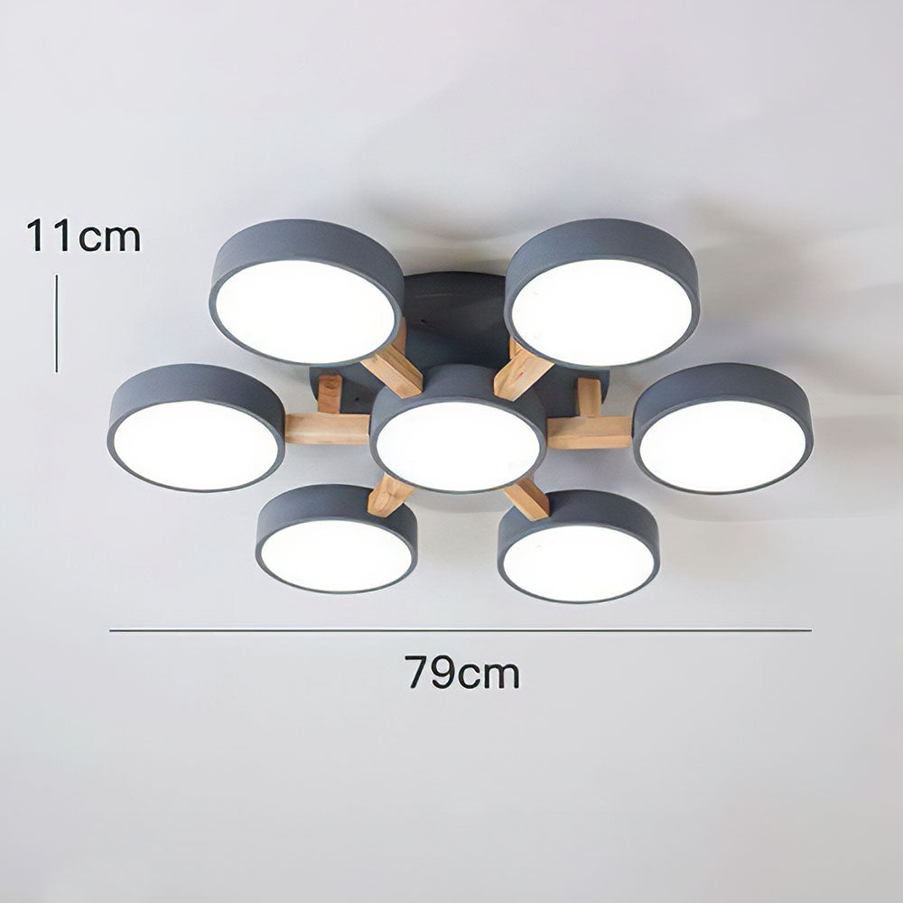 LED Ceiling Light – Modern Iron Wood Fixture for Bedroom Ambiance