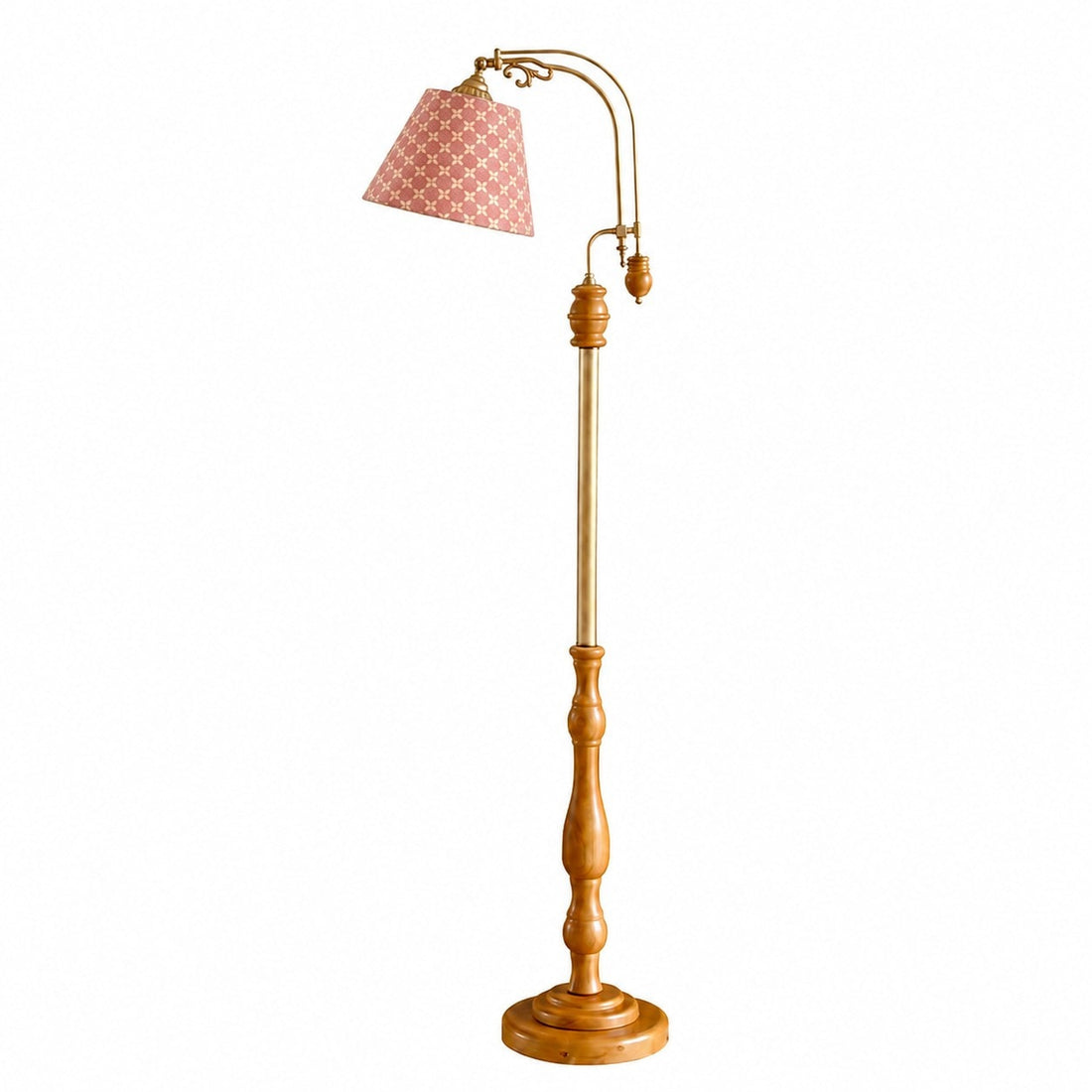 Vintage Wood and Fabric Floor Lamp