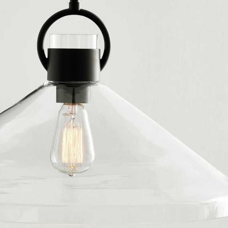 Lirra Clear Glass Industrial Pendant Light - Perfect for Kitchen Island & Dining Room