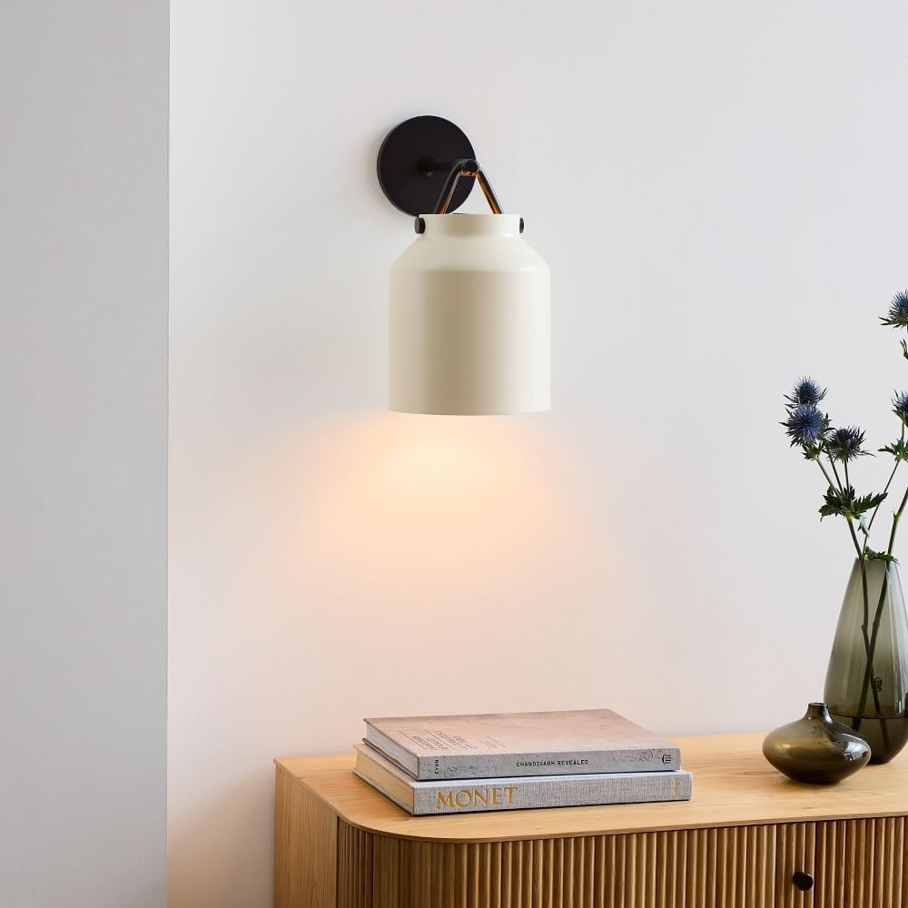 Hanton Brass Damp Rated Sconce - Modern Glass Wall Light for Bathroom