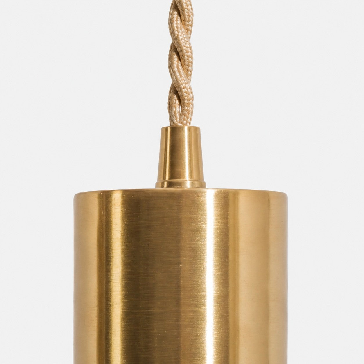 Brushed copper surface and cord connection detail