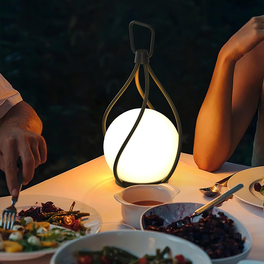 Orb Lantern Table Lamp - Rechargeable LED Light for Indoor & Patio
