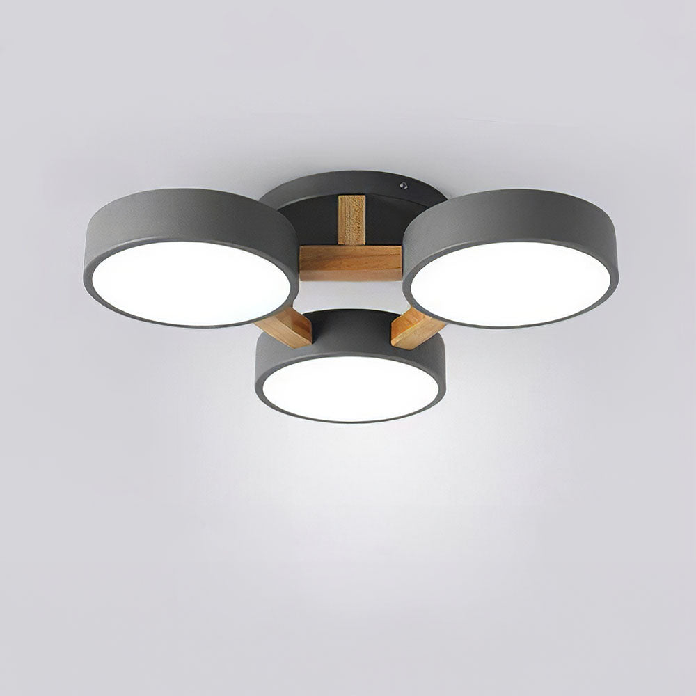 LED Ceiling Light – Modern Iron Wood Fixture for Bedroom Ambiance