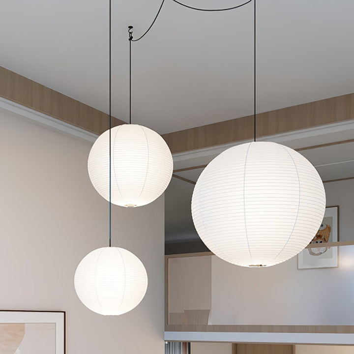Mid-Century Pendant Swag Light - Japanese Paper Lamp for Bedroom