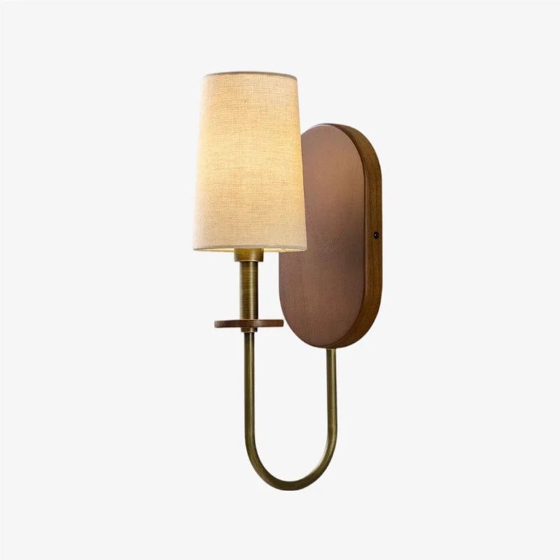 Solid Wood Fabric Wall Sconce