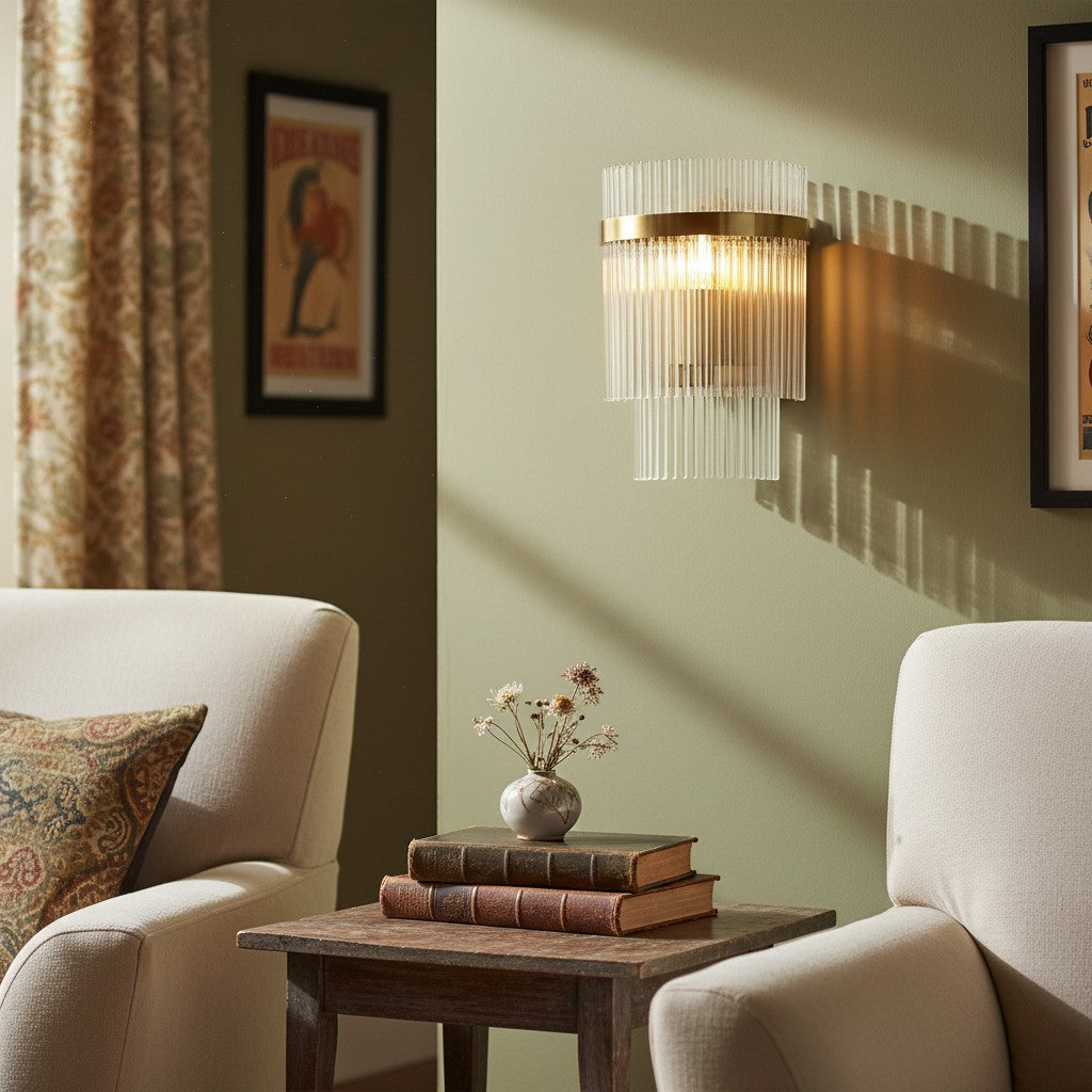 RibGlow Minimalist Glass Rod Wall Light - Elegant Accent Sconce for Home