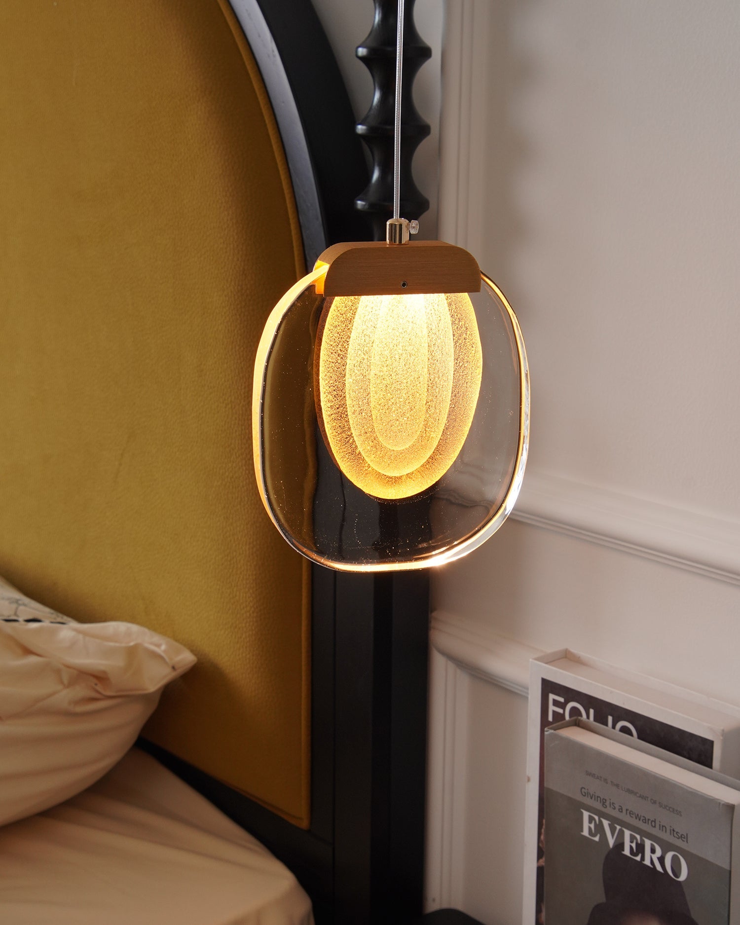 Clear Rippled Glass Plug-In Pendant