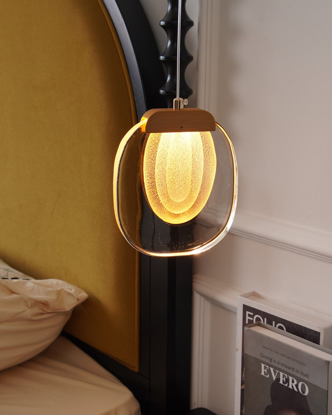 Clear Rippled Glass Plug-In Pendant
