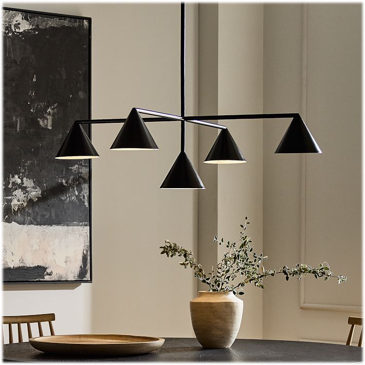 Brivana Modern Metal Chandelier - Black Cone Pendant Lamp for Office