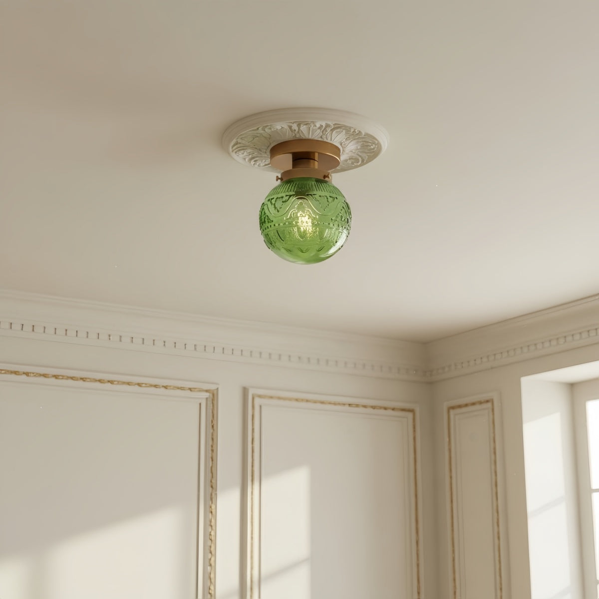 Naveliro Sphere Glass Flush Mount Ceiling Light - Timeless Design for Living Room and Kitchen