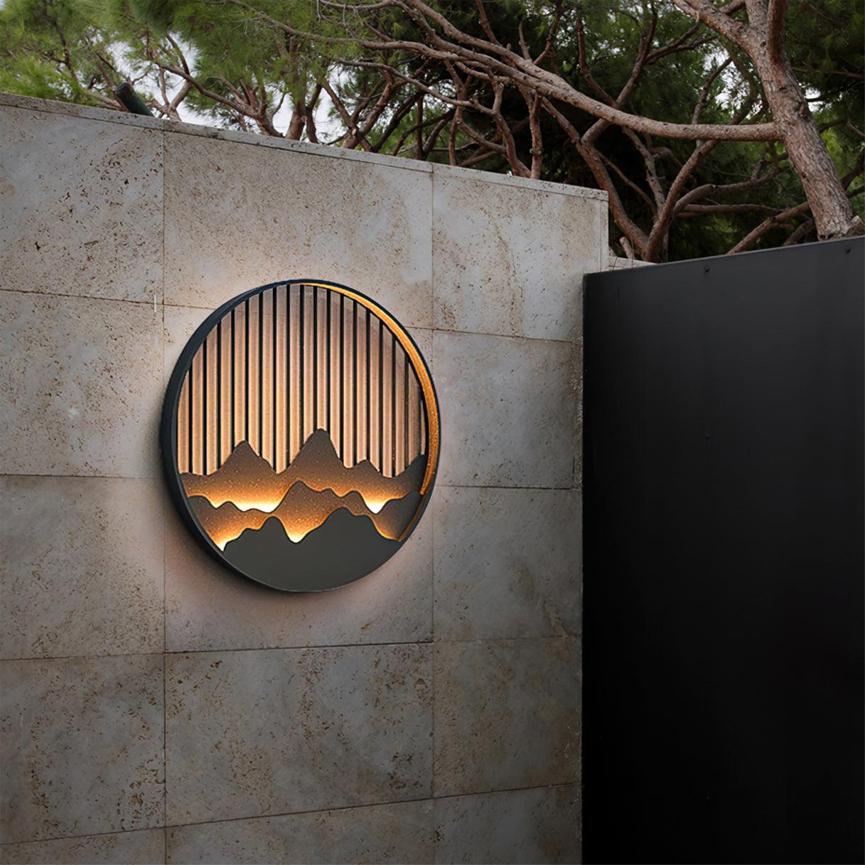 Mountain Outdoor Wall Lamp - Modern Circular Metal Light for Garden