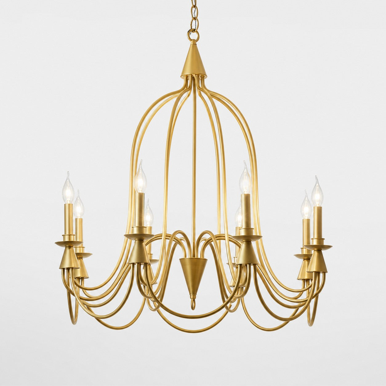 Gold eight-light vintage iron candle chandelier