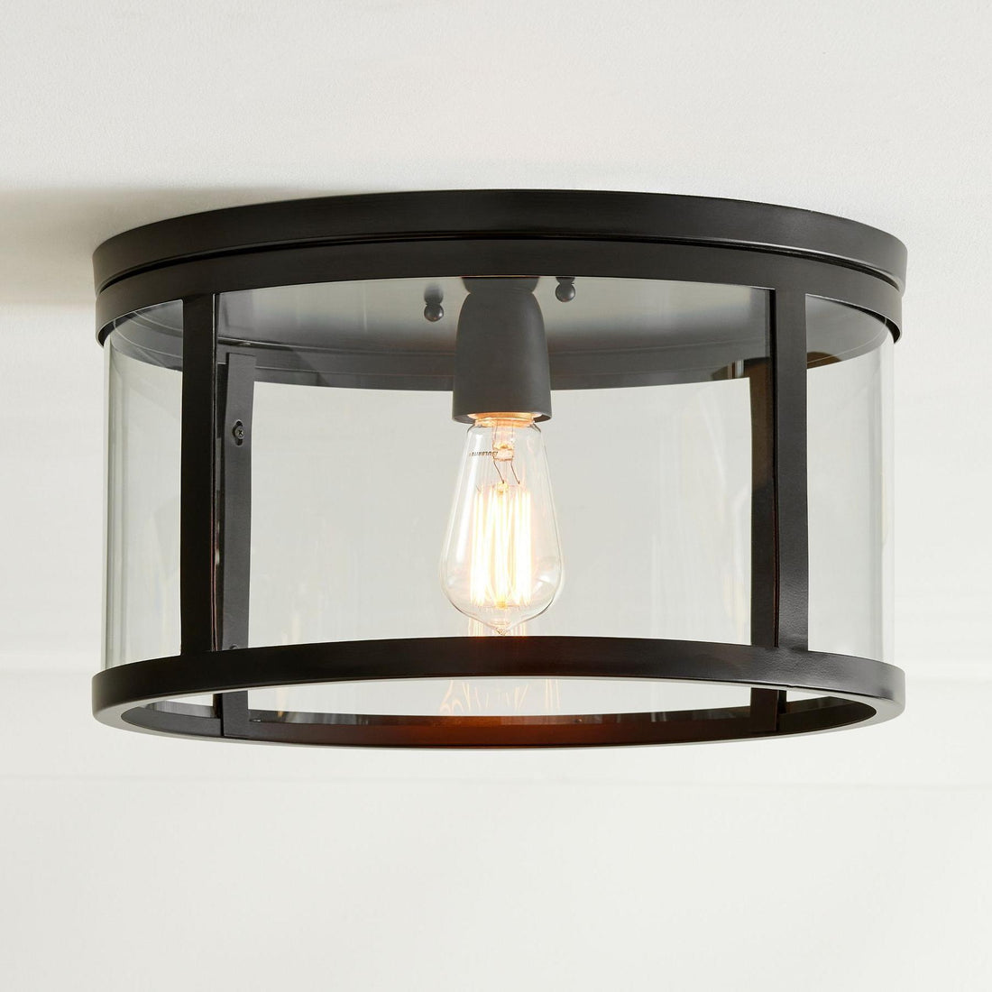 Ferrix Classic Outdoor Ceiling Lamp - Iron Glass Flush Mount for Porch