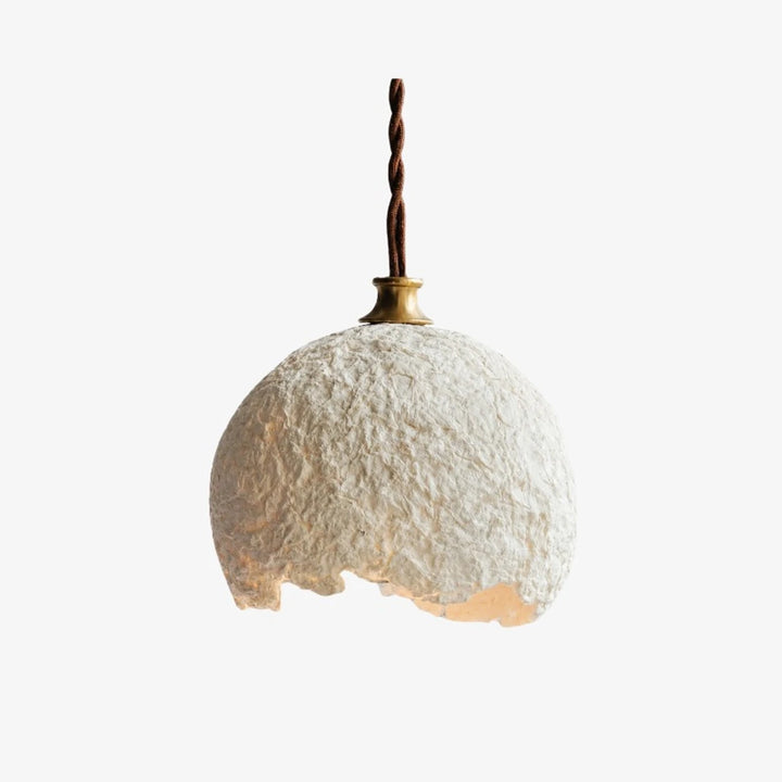 Wabi-sabi paper pendant light with brown finish