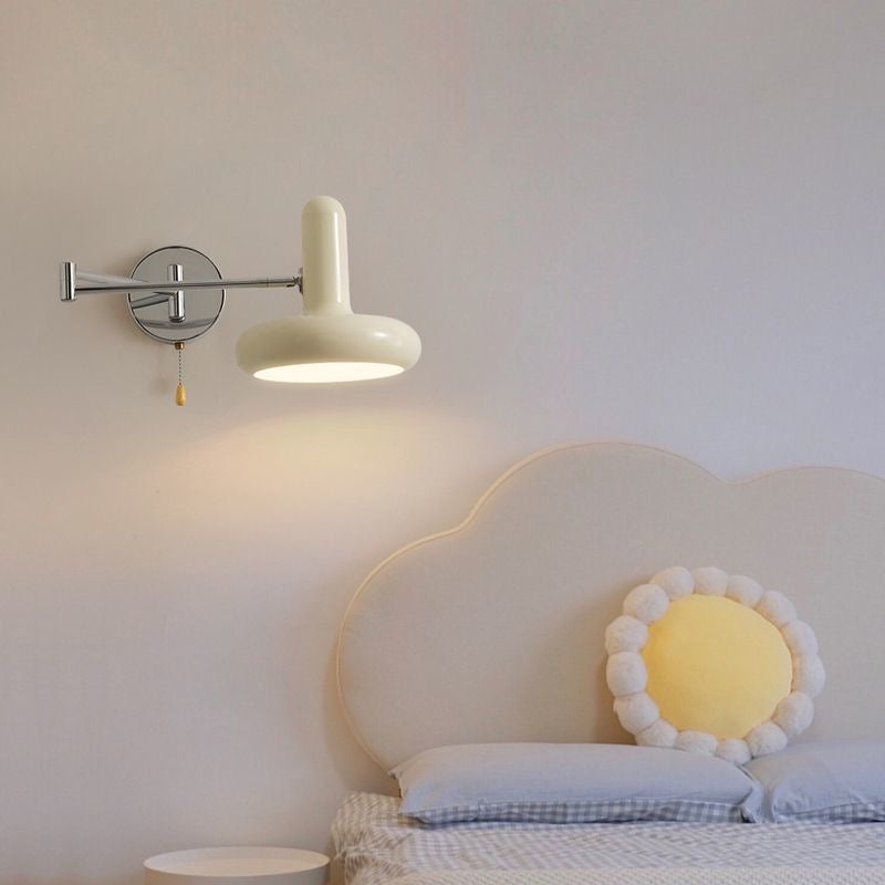Swing Arm Wall Lamp - Retro White Adjustable Reading Light