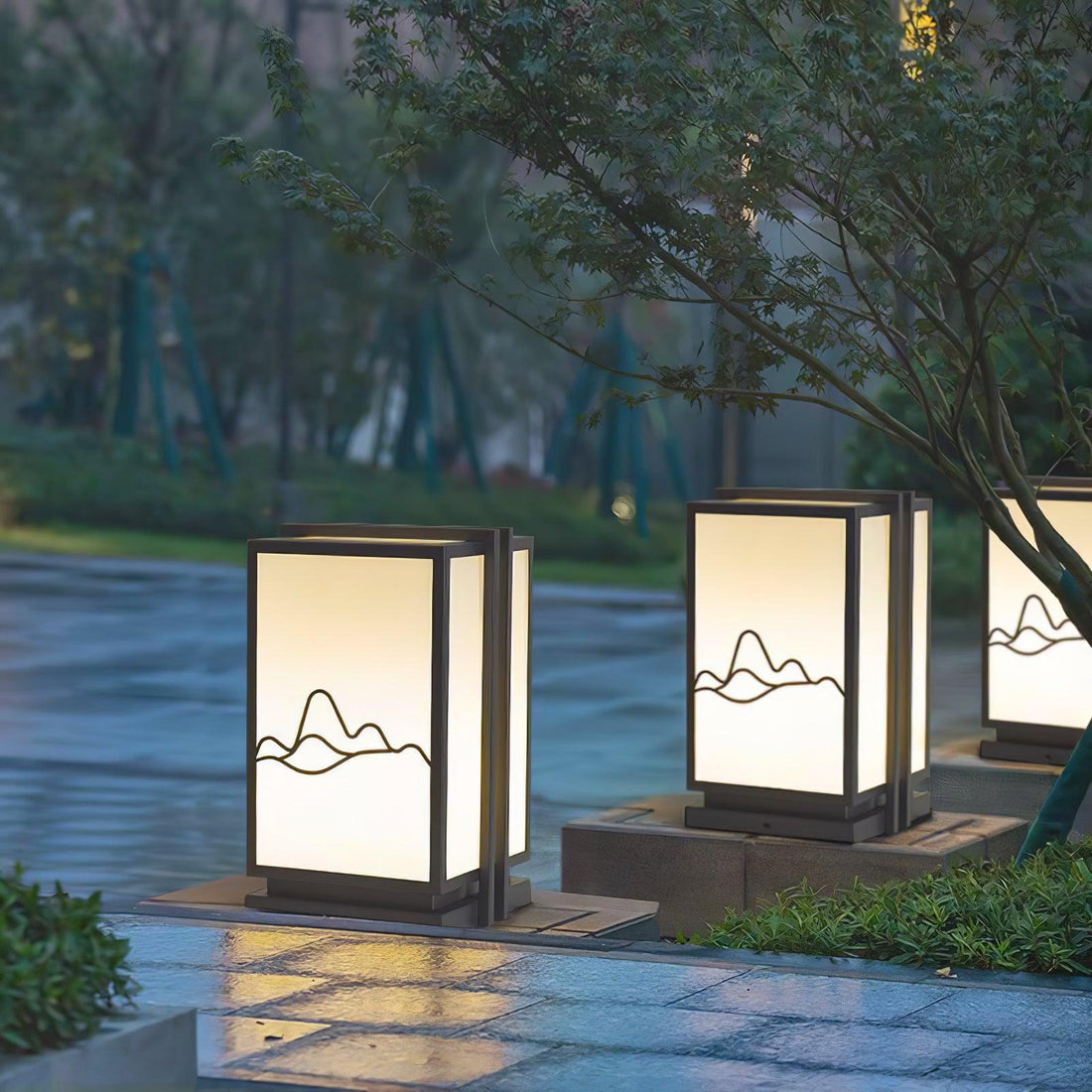 Mountain Outdoor Post Light - Stainless Steel Acrylic Minimalist Lamp