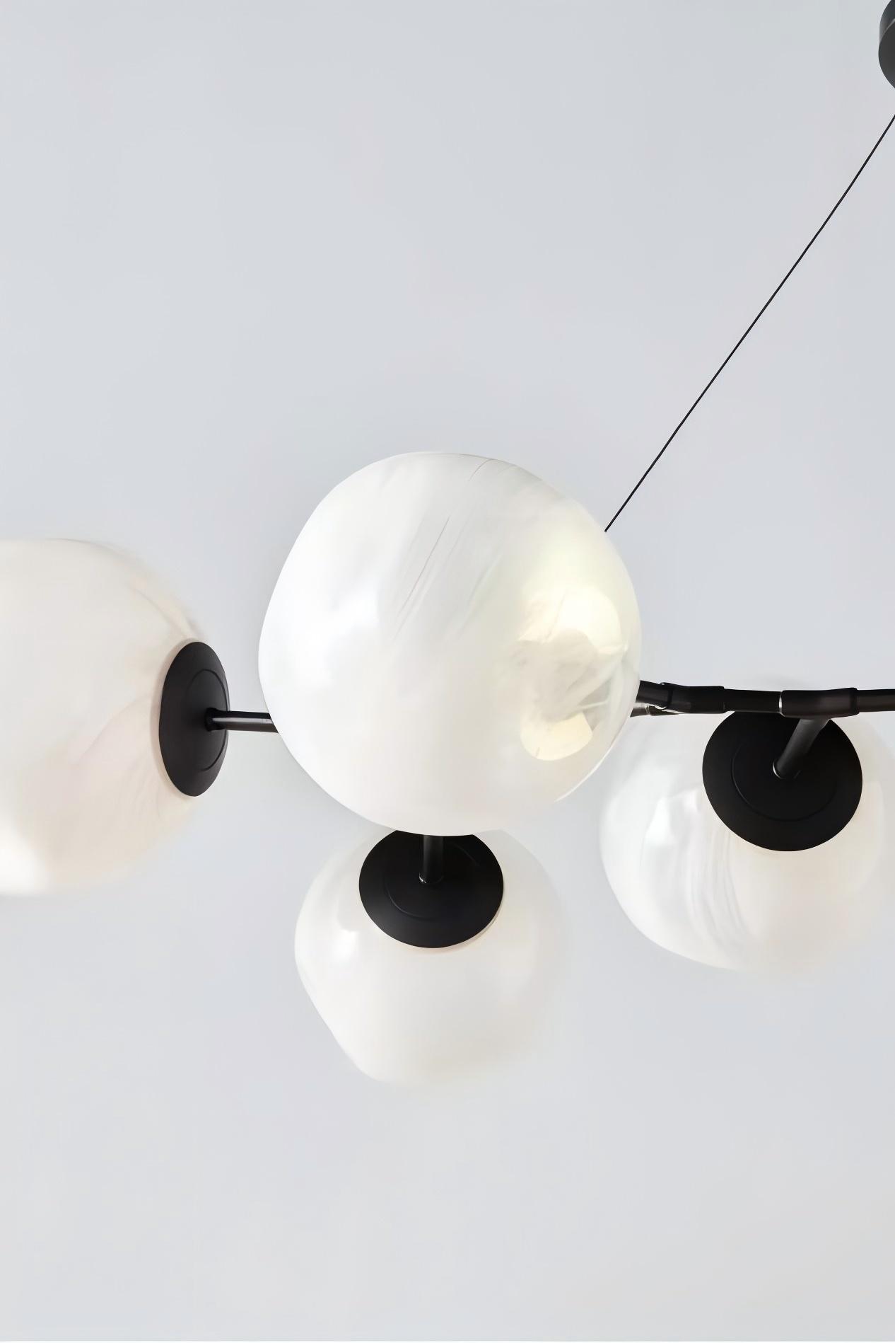 Pawrior Multi-head Organic Glass Spherical Chandelier - Modern Cloud Design Branch Light