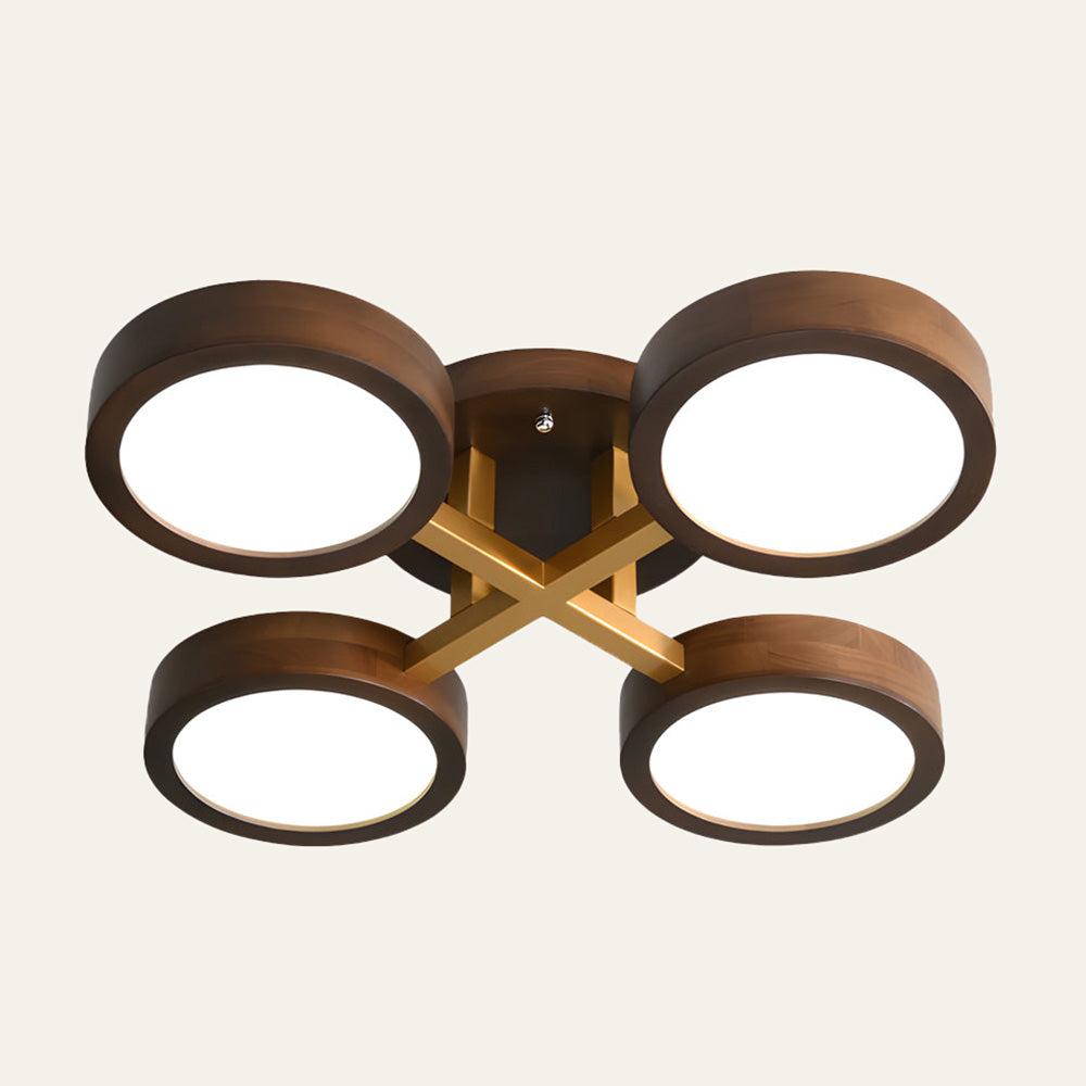 LED Ceiling Light – Modern Iron Wood Fixture for Bedroom Ambiance