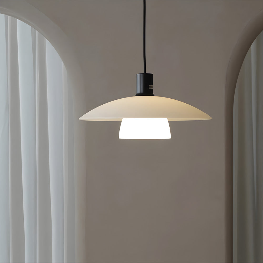 Modern White Glass Pendant Lights - Frosted Design for Living Room