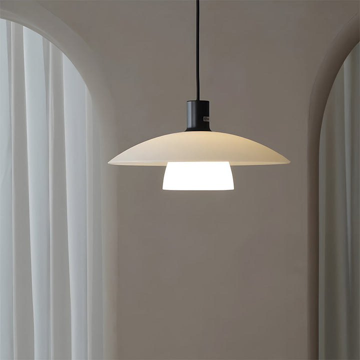 Modern White Glass Pendant Lights - Frosted Design for Living Room