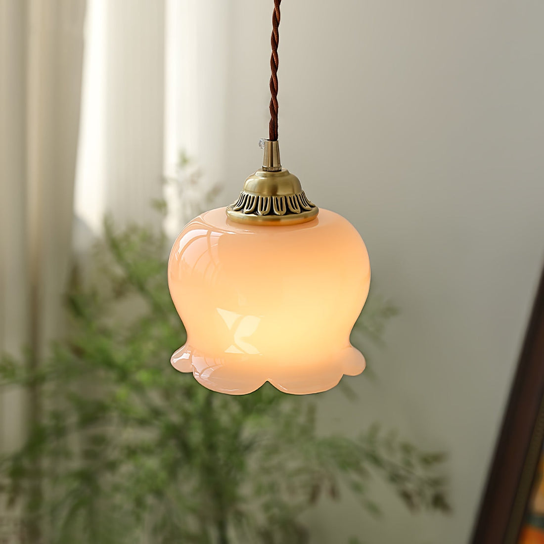 Brass Resin Petal Plug-In Pendant