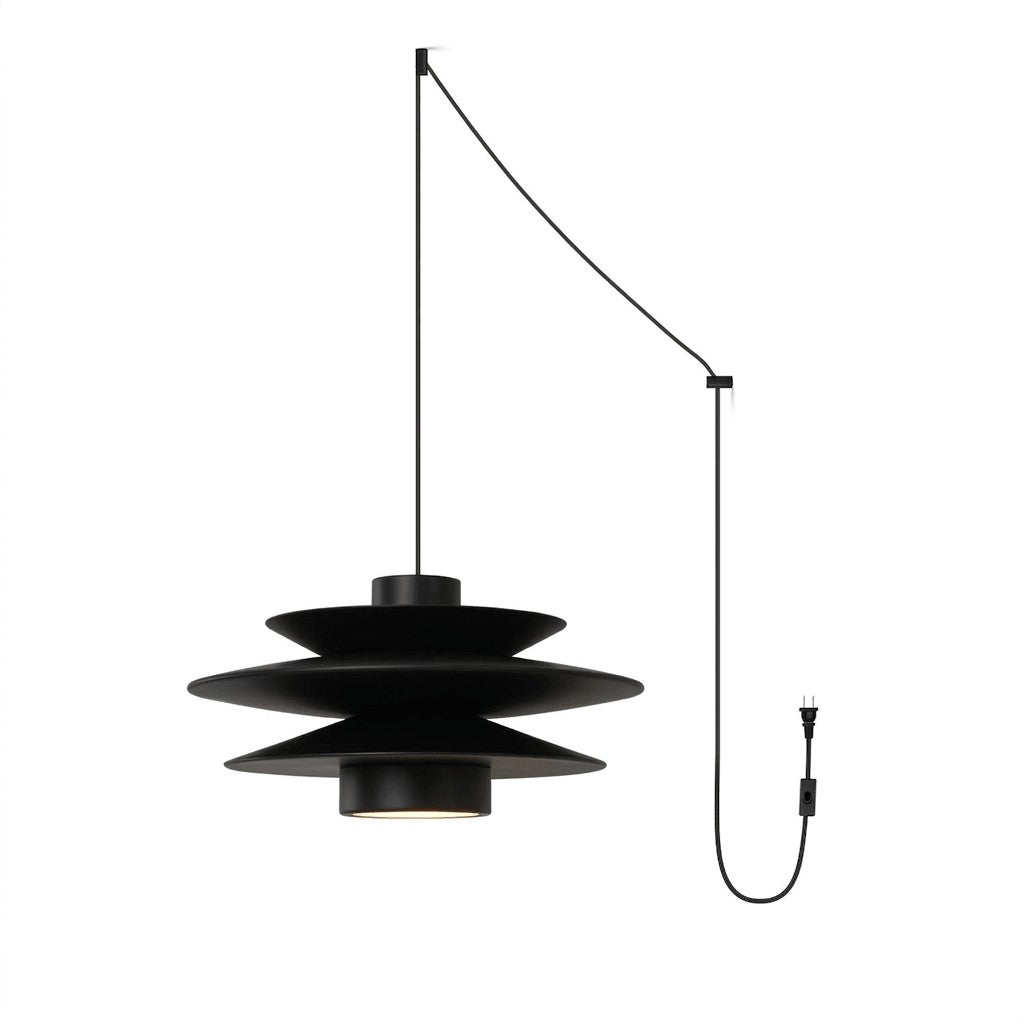Layered Wood Plug-In Swag Pendant
