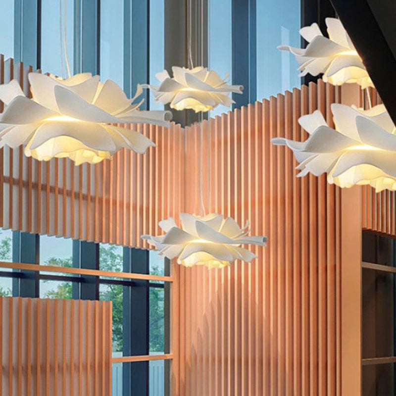 Nordic White Lotus Flower Pendant Light