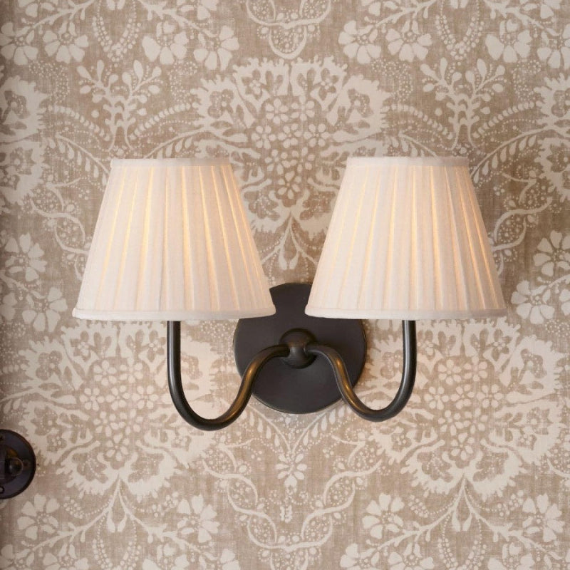 Vintage Swan Brass Fabric Wall Lamp