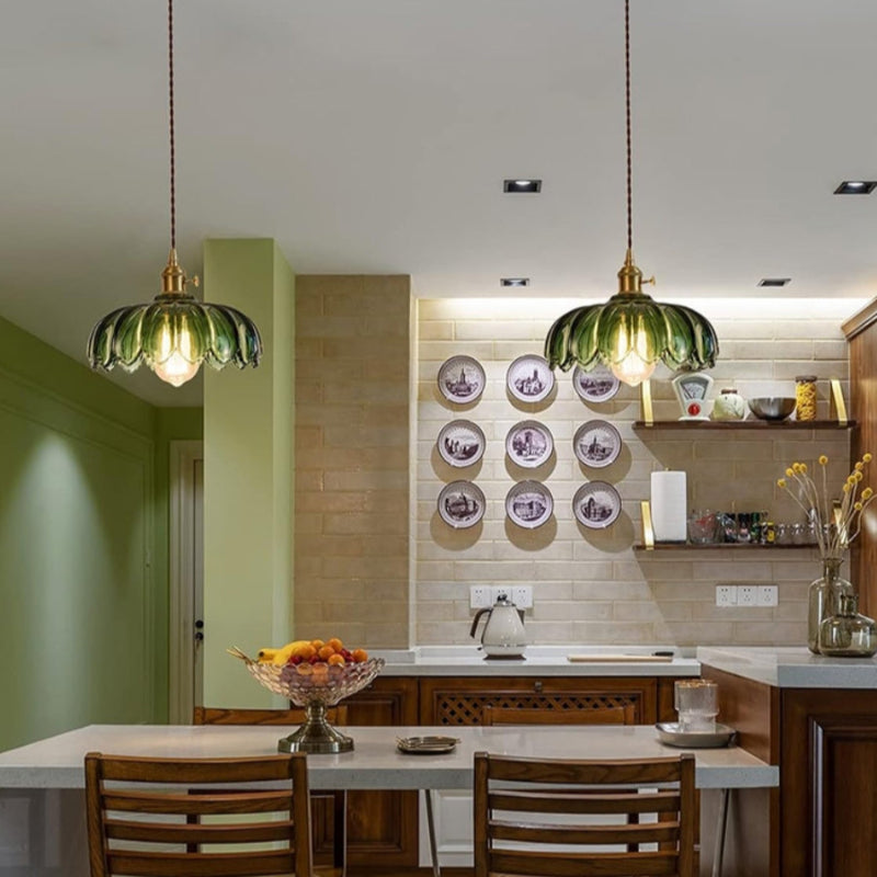 Vintage Petal Glass Pendant Light