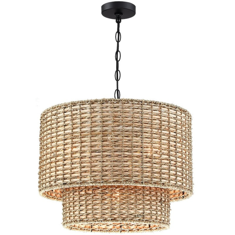 Natürliche Handgefertigte Rattan Trommel Pendelleuchte