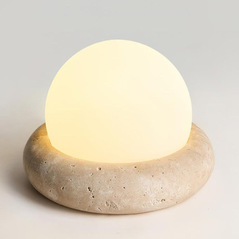 Creative Orb Travertine Cream Table Lamp