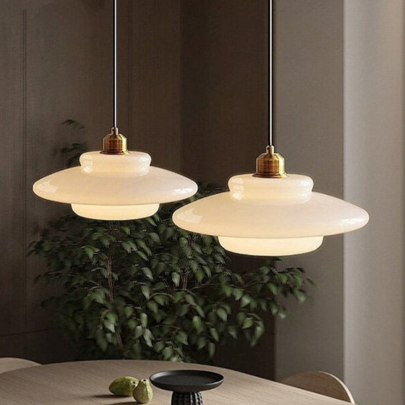 Elegant White Milk Glass Pendant Light